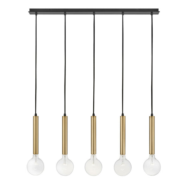 Elan 36" Five Lights Large Linear Chandelier, Lacquered Brass