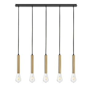 Elan 36" Five Lights Large Linear Chandelier, Lacquered Brass