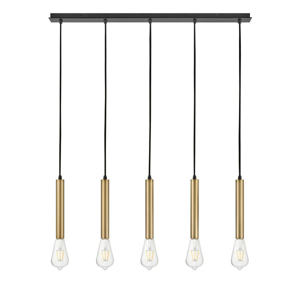Elan 36" Five Lights Large Linear Chandelier, Lacquered Brass