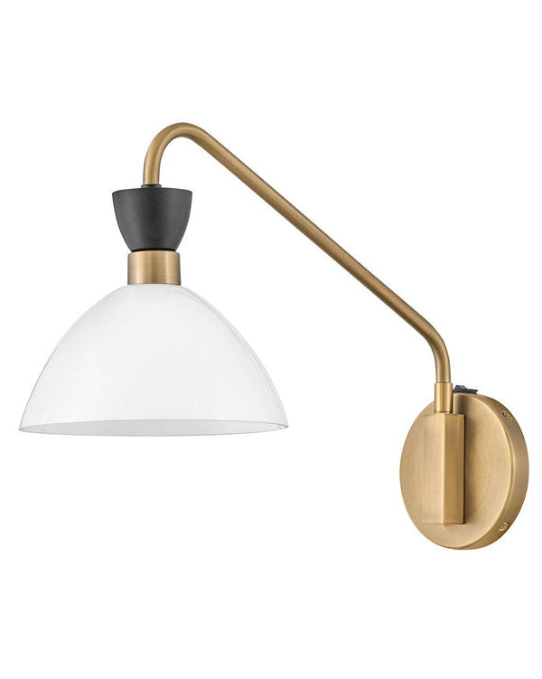 Quaelle 8" Medium Single Light Plug-In Sconce, Black / Cased Opal Glass