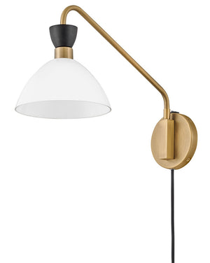 Quaelle 8" Medium Single Light Plug-In Sconce, Black / Cased Opal Glass