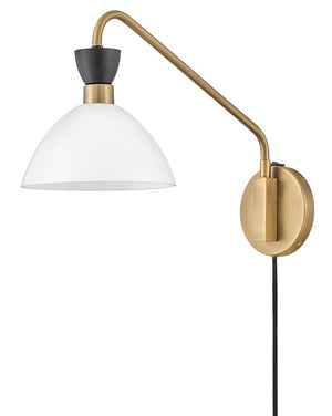 Quaelle 8" Medium Single Light Plug-In Sconce, Black / Cased Opal Glass