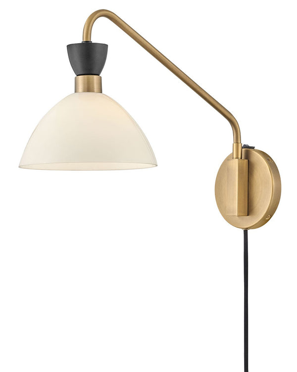 Quaelle 8" Medium Single Light Plug-In Sconce, Black / Cased Opal Glass