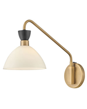 Quaelle 8" Medium Single Light Plug-In Sconce, Black / Cased Opal Glass