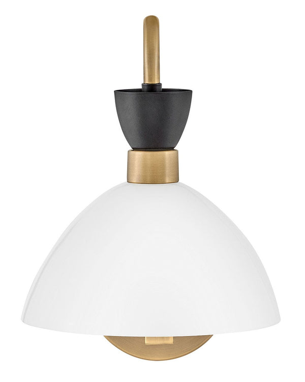 Quaelle 8" Medium Single Light Plug-In Sconce, Black / Cased Opal Glass