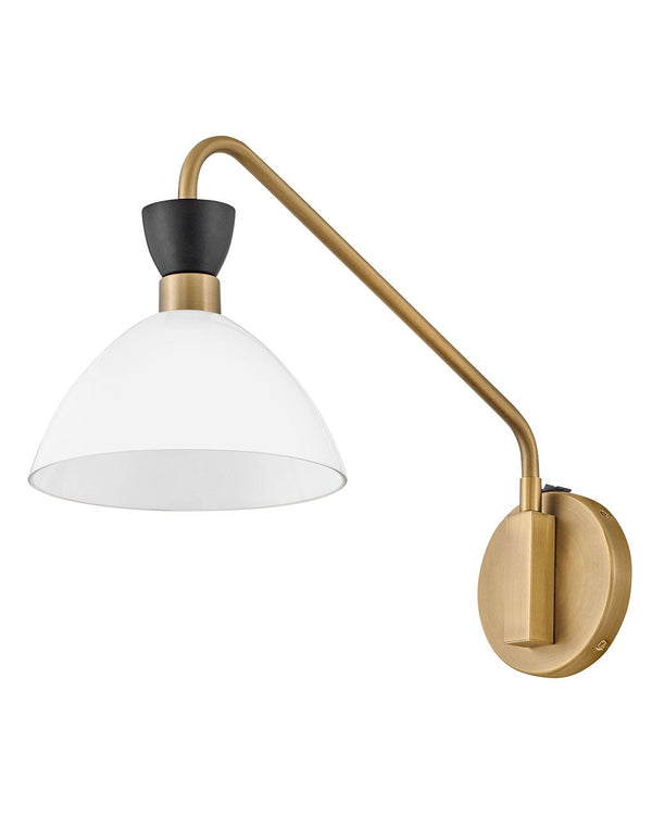 Quaelle 8" Medium Single Light Plug-In Sconce, Black / Cased Opal Glass