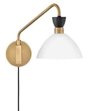 Quaelle 8" Medium Single Light Plug-In Sconce, Black / Cased Opal Glass