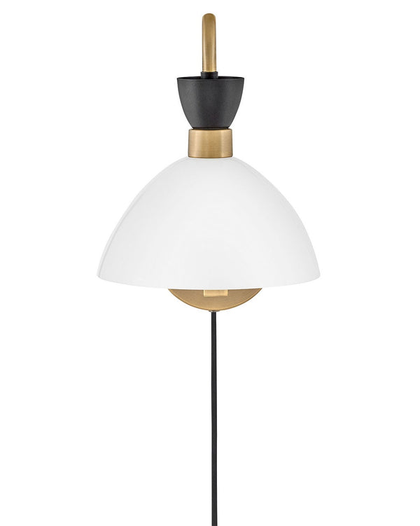 Quaelle 8" Medium Single Light Plug-In Sconce, Black / Cased Opal Glass