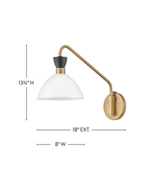 Quaelle 8" Medium Single Light Plug-In Sconce, Black / Cased Opal Glass