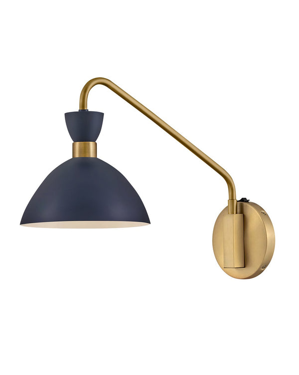Quaelle 8" Medium Single Light Plug-in Sconce, Matte Navy