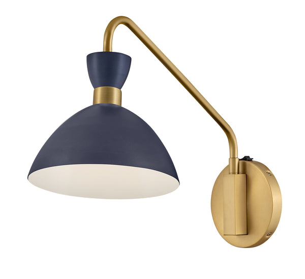 Quaelle 8" Medium Single Light Plug-in Sconce, Matte Navy