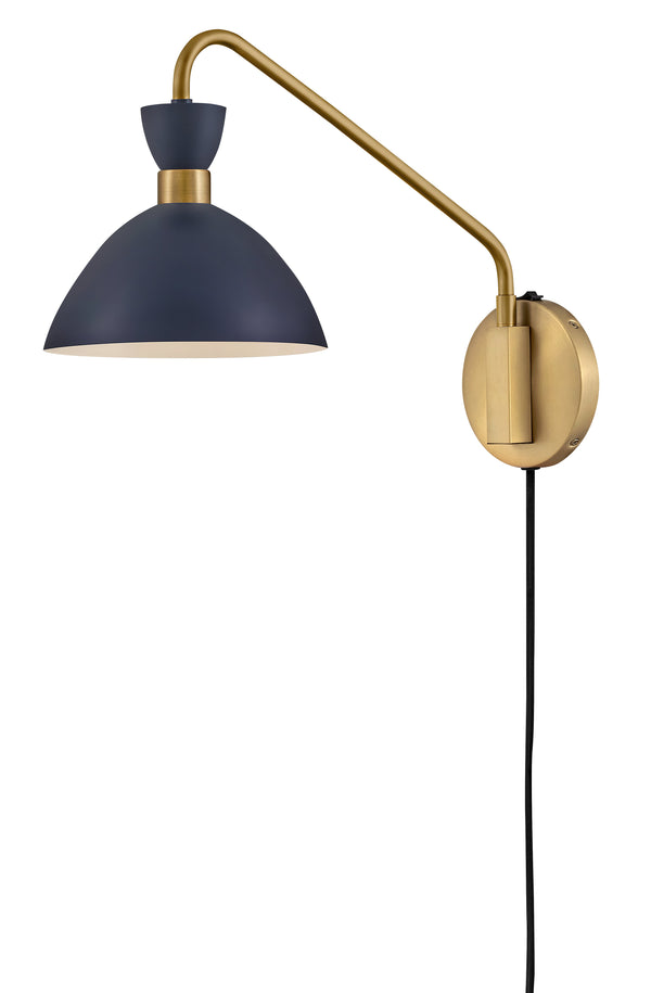 Quaelle 8" Medium Single Light Plug-in Sconce, Matte Navy