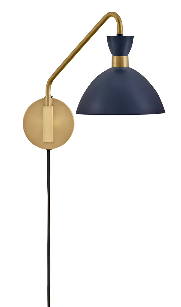 Quaelle 8" Medium Single Light Plug-in Sconce, Matte Navy