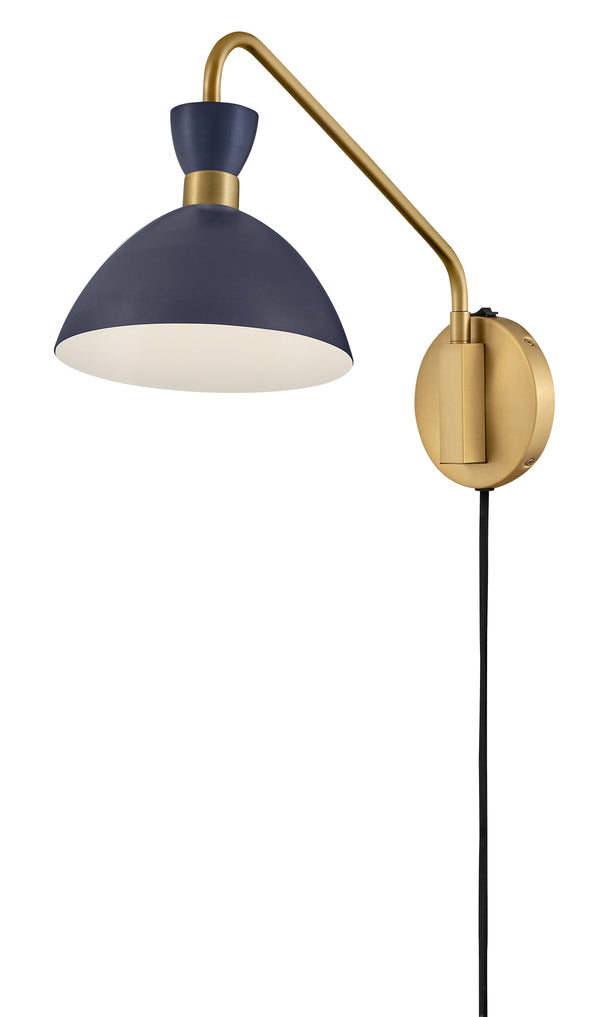 Quaelle 8" Medium Single Light Plug-in Sconce, Matte Navy