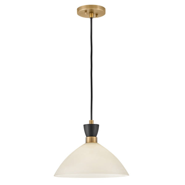 Quaelle 13" Medium Single Light Convertible Pendant, Black / Cased Opal Glass