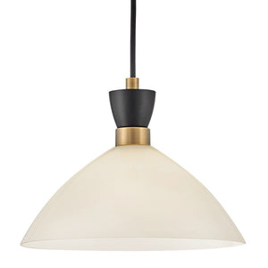 Quaelle 13" Medium Single Light Convertible Pendant, Black / Cased Opal Glass