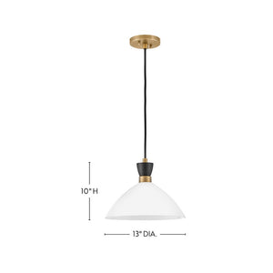 Quaelle 13" Medium Single Light Convertible Pendant, Black / Cased Opal Glass