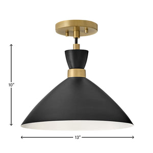 Quaelle 13" Medium Single Light Convertible Pendant, Black