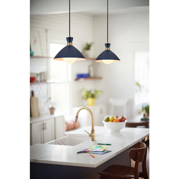 Quaelle 13" Medium Single Light Convertible Pendant, Matte Navy