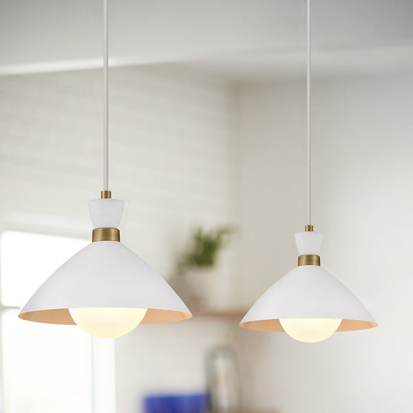 Quaelle 13" Medium Single Light Convertible Pendant, Matte White