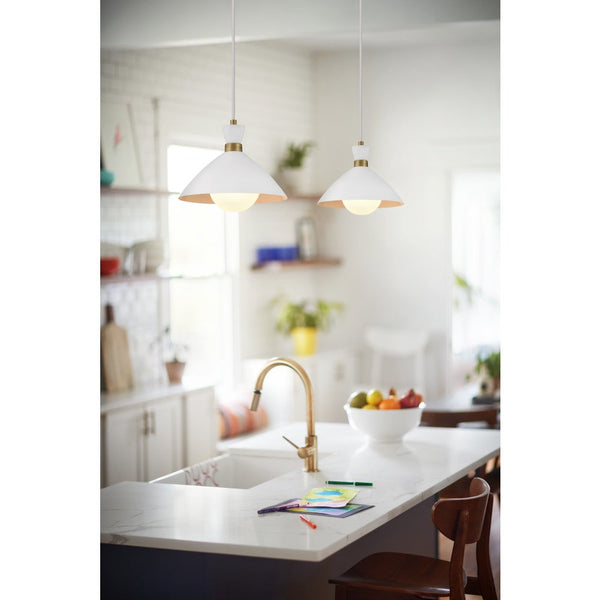 Quaelle 13" Medium Single Light Convertible Pendant, Matte White