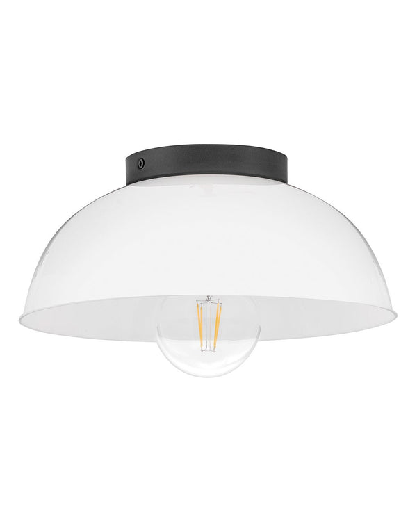 Cason 11" One Light Small Flush Mount, Black / Cased Opal Glass