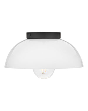 Cason 11" One Light Small Flush Mount, Black / Cased Opal Glass