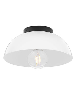 Cason 11" One Light Small Flush Mount, Black / Cased Opal Glass