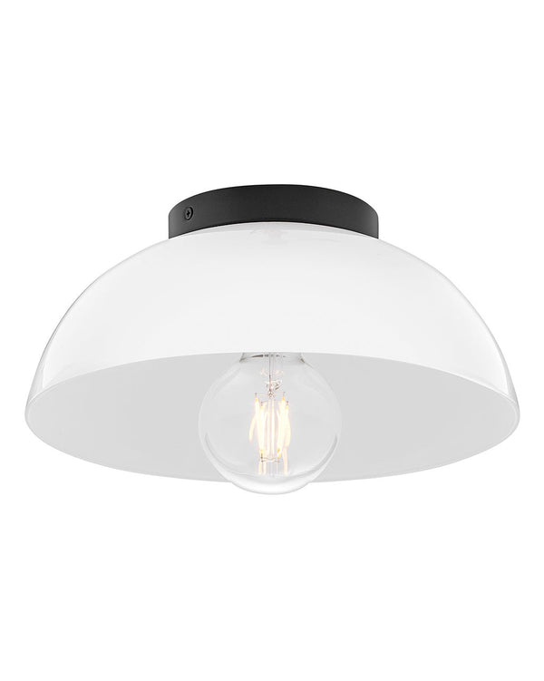 Cason 11" One Light Small Flush Mount, Black / Cased Opal Glass