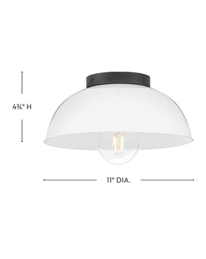 Cason 11" One Light Small Flush Mount, Black / Cased Opal Glass