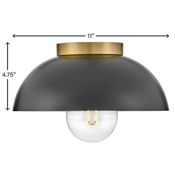 Cason 11" One Light Small Flush Mount, Black