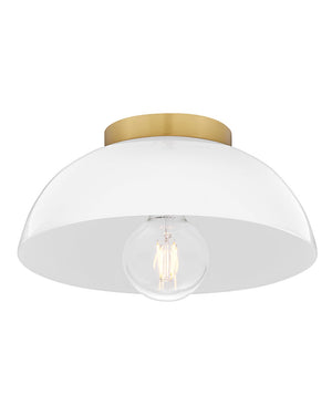 Cason 11" One Light Small Flush Mount, Lacquered Brass / Cased Opal Glass