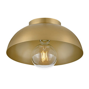 Cason 11" One Light Small Flush Mount, Lacquered Brass