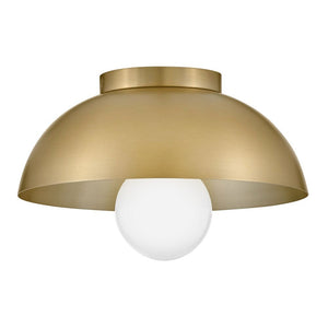 Cason 11" One Light Small Flush Mount, Lacquered Brass