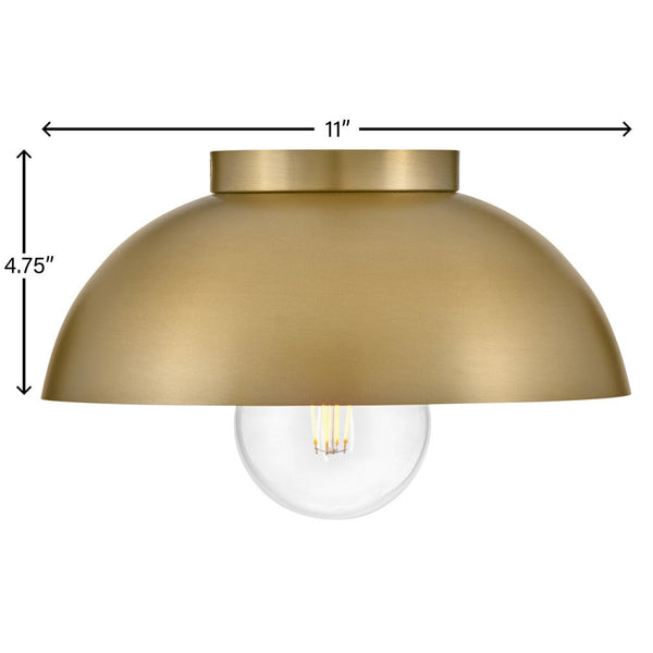 Cason 11" One Light Small Flush Mount, Lacquered Brass