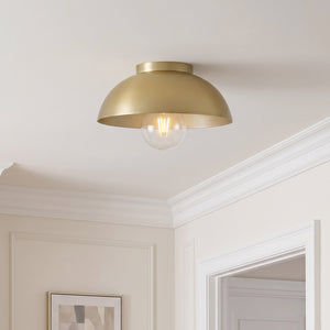 Cason 11" One Light Small Flush Mount, Lacquered Brass