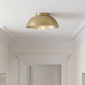 Cason 11" One Light Small Flush Mount, Lacquered Brass