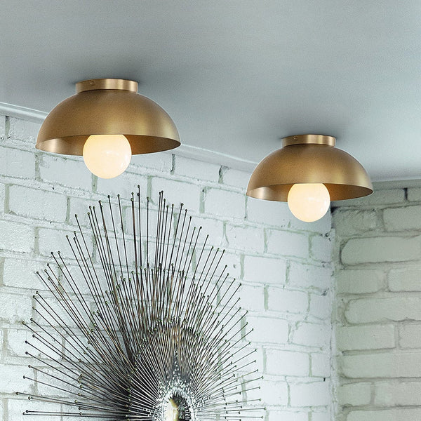 Cason 11" One Light Small Flush Mount, Lacquered Brass