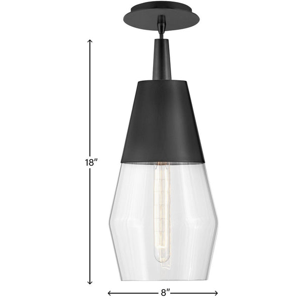 Elar 8" Small Single Light Convertible Pendant, Black