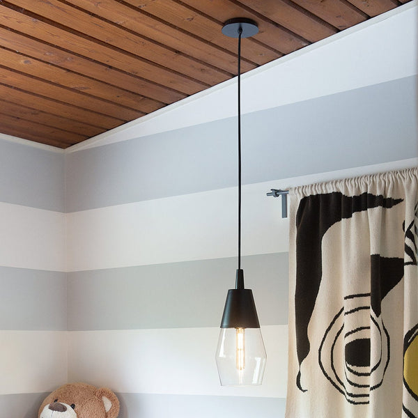 Elar 8" Small Single Light Convertible Pendant, Black