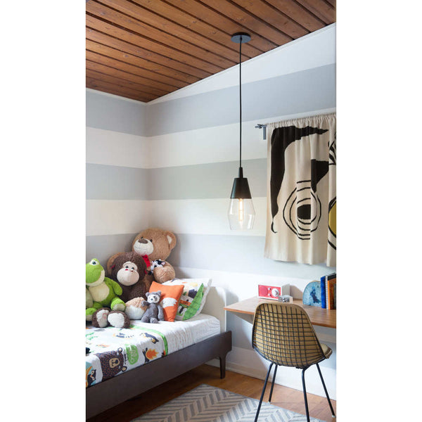 Elar 8" Small Single Light Convertible Pendant, Black