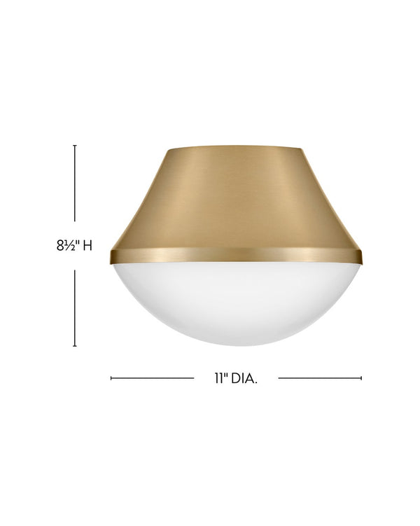 Naiel 11" One Light Small Flush Mount, Lacquered Brass