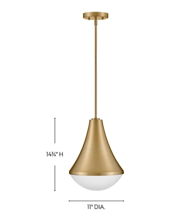 Naiel 11" One Light Small Pendant, Lacquered Brass
