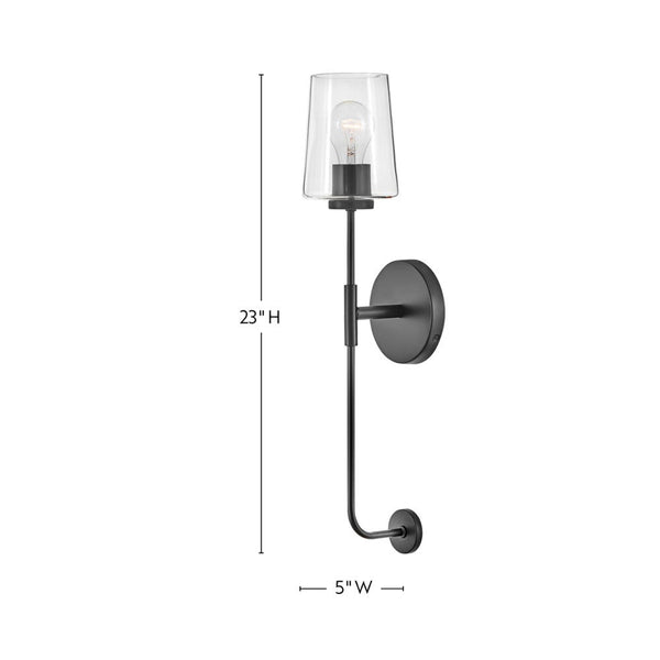 Quaan 5" Large Single Light Tall Sconce, Black
