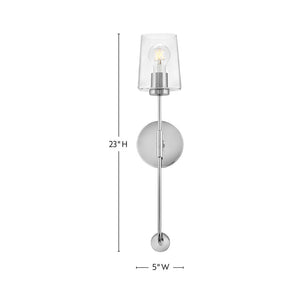Quaan 5" Large Single Light Tall Sconce, Chrome