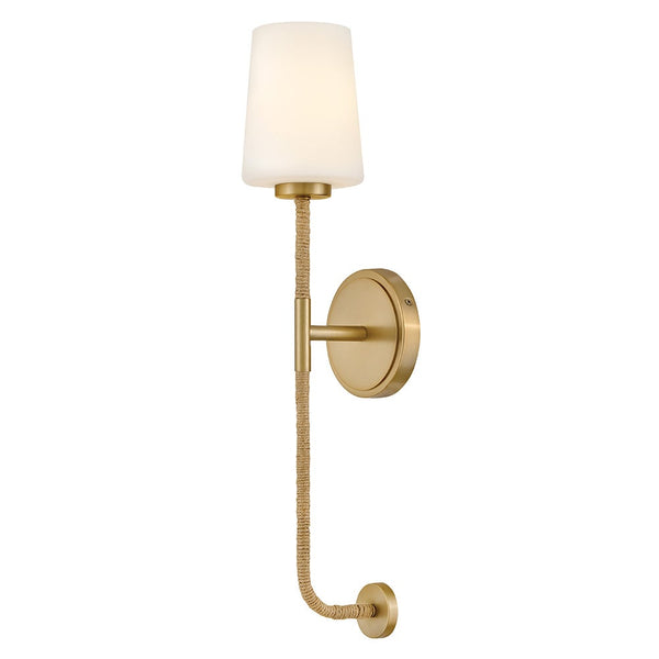 Quaan 5" Large Single Light Tall Sconce, Lacquered Brass / Etched Opal Glass