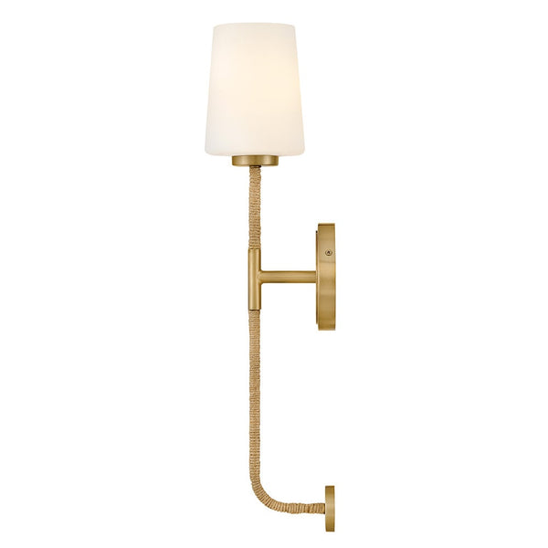 Quaan 5" Large Single Light Tall Sconce, Lacquered Brass / Etched Opal Glass