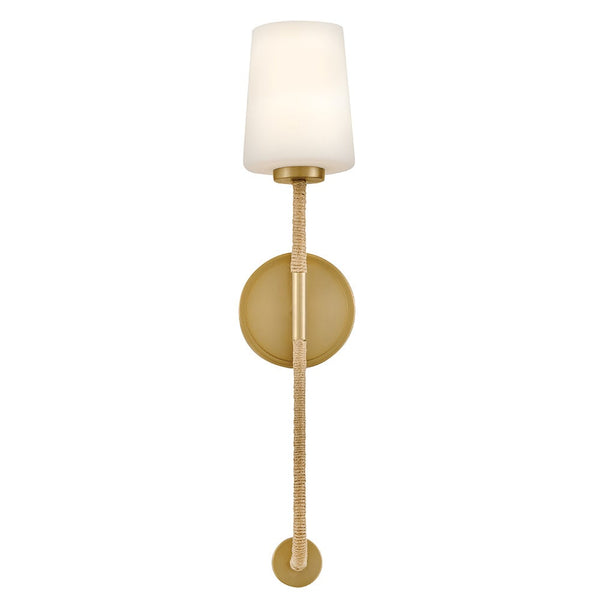 Quaan 5" Large Single Light Tall Sconce, Lacquered Brass / Etched Opal Glass