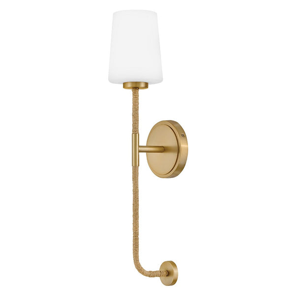 Quaan 5" Large Single Light Tall Sconce, Lacquered Brass / Etched Opal Glass