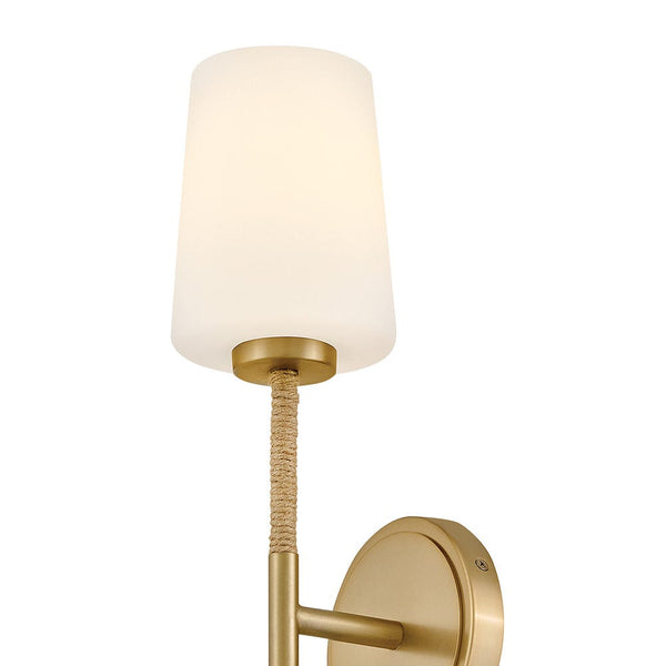 Quaan 5" Large Single Light Tall Sconce, Lacquered Brass / Etched Opal Glass